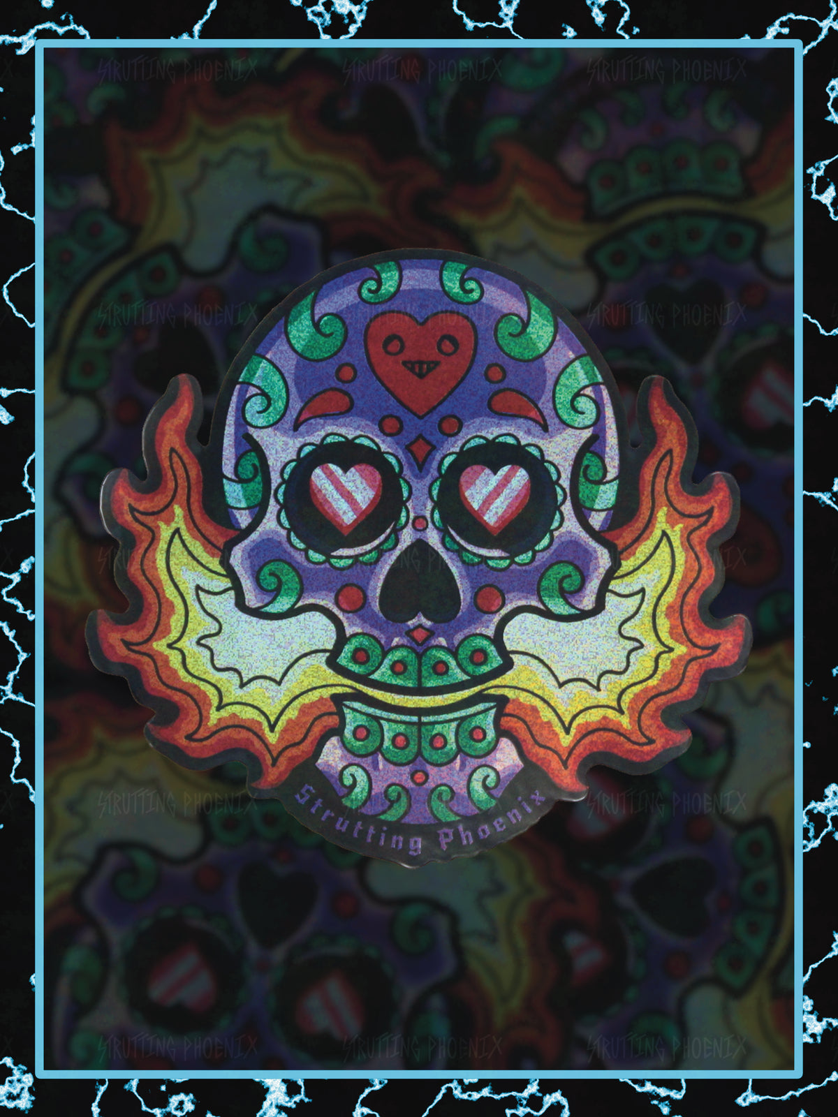 "Fire sugar skull" sticker
