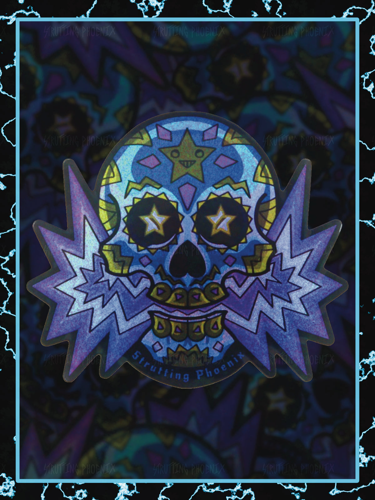 "Lightning sugar skull" Sticker