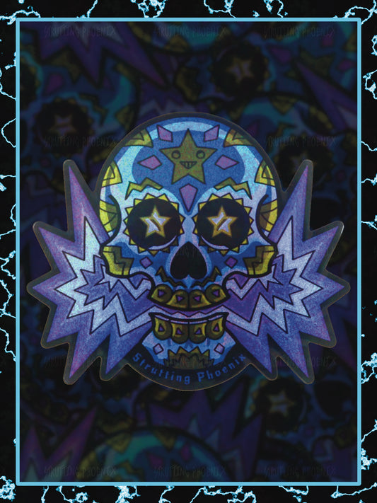 "Lightning sugar skull" Sticker